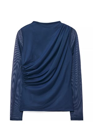 Blue Top drapeado de malla