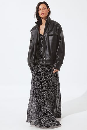 Black/White dots Mesh Flowy Dress
