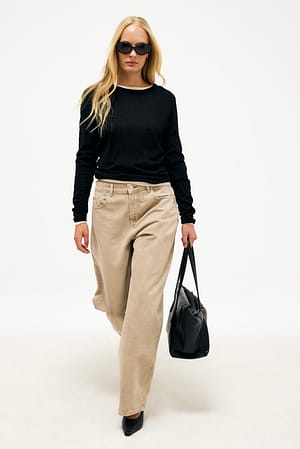 Sand Baggy-Jeans mit mittlerer Taille