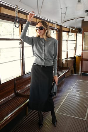 Black Mid Taille Midi Rok