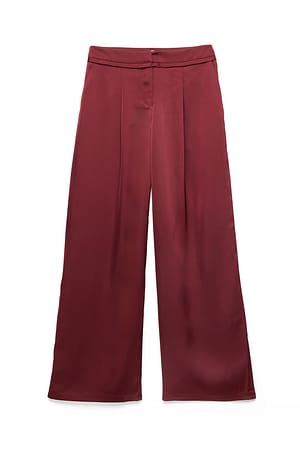 Burgundy Satinbyxor med mellanhög midja