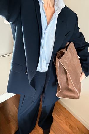 Navy Mid Waist Wide Leg Pants