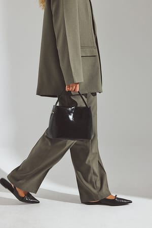 Black Fold Detail Handbag