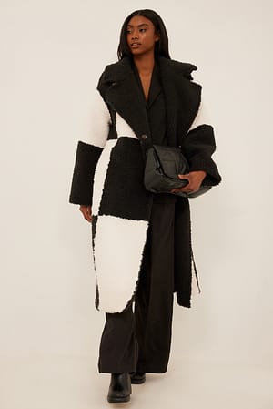 Checked Oversized Teddy Coat Checkered | NA-KD
