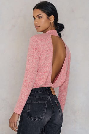 Deep Back Knitted Sweater Red | NA-KD