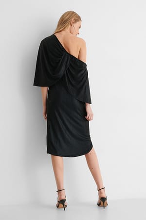 Printed Asymmetrical Knee Length Drape Dress