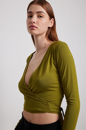 Long Sleeve Wrap Top and Shorts Set