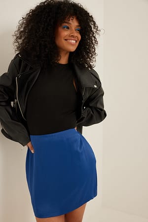Navy Mini Satin Skirt