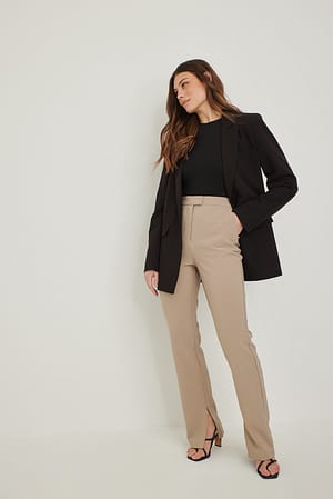Beige Bukser med sideslids