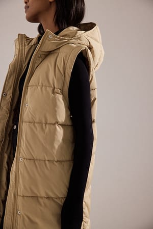 Removable Sleeves Long Padded Jacket Beige | NA-KD