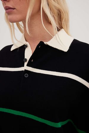 Stripe Collar Knit Sweater