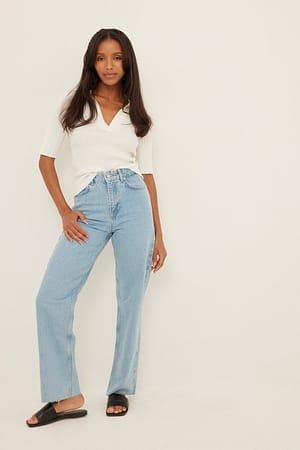 Light Blue Wide Leg Cropped Denim