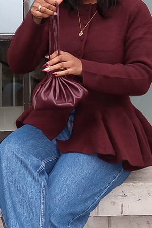 Burgundy Gathered Clutch