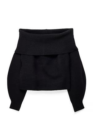Black Offshoulder stickad tröja
