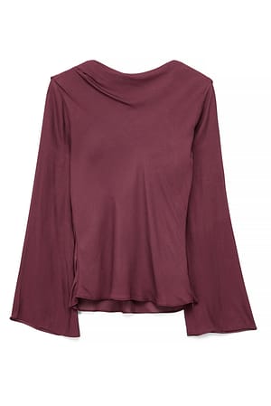 Wine Red Åben ryg draperet top