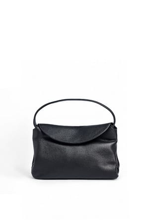 Black Sac à main en cuir à rabat