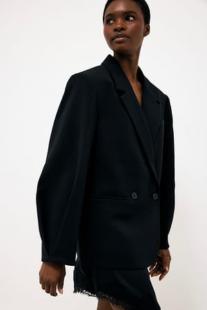 Black Oversized Balloon Sleeve Blazer