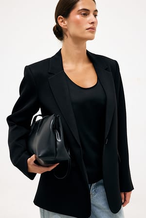 Black Oversized Basic Blazer