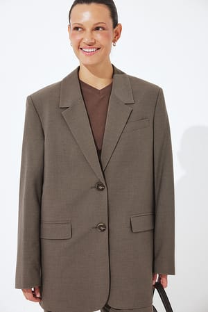 Brown Oversize-Blazer aus Melange