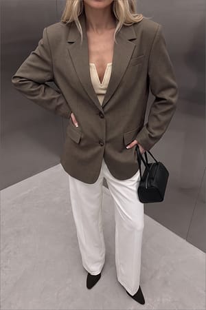 Brown Meleret blazer i overstørrelse