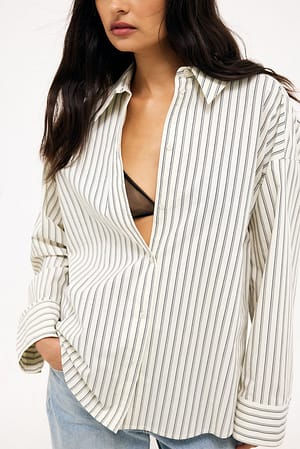 Black Stripe Chemise en coton oversize