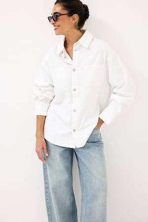White Oversized skjorte i denim