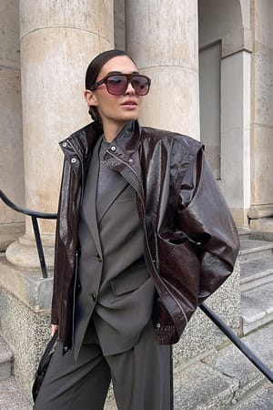 Grey Oversized Double Breasted Blazer