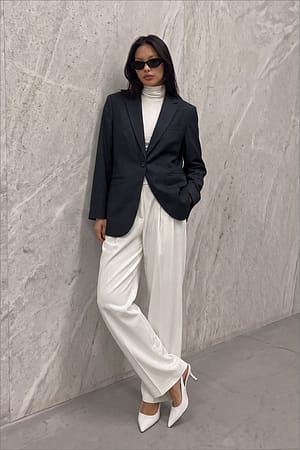 Navy Oversized Melange Blazer