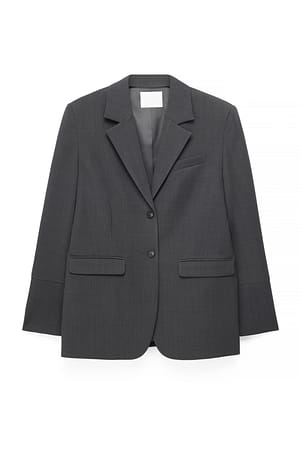 Dark Grey Blazer Melange Sobredimensionado Con Mangas Anchas