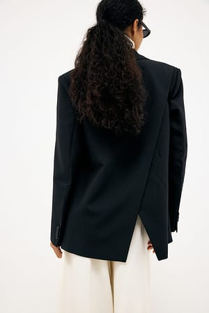 Black Oversized Open Back Blazer