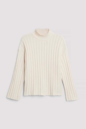 Off White Women’s Ribbed Turtle Neck Sweater – Stretchable Slim Fit Knit Top for Layering & Travel main image 0