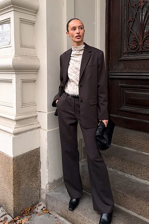 Brown Oversized Twill Blazer
