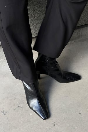 Black Leather Ankle Boots