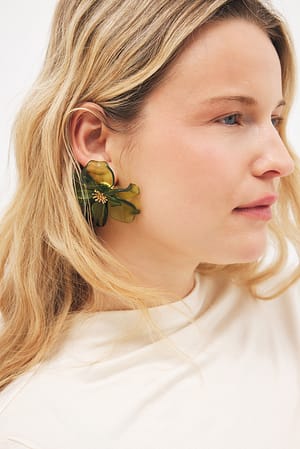 Green Øreringer med blomsterblad