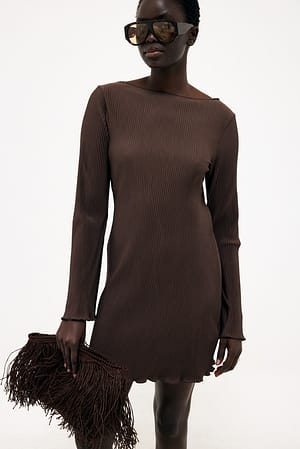 Dark Brown Plissiertes Minikleid