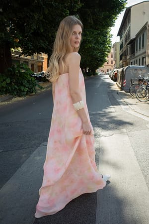 Poppy Flower Vestido maxi de tubo plisado