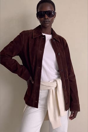 Burgundy Pocket Detail Faux Suede Jacket