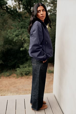 Mid Blue Pocket Detail Mid Waist Jeans
