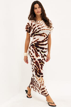 Print Robe longue imprimée drapée
