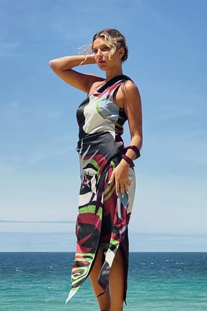 Abstract Print Halfhoge midirok met print