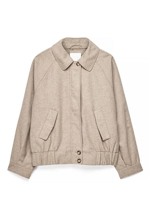 Light Beige Wollen jas met raglanmouwen