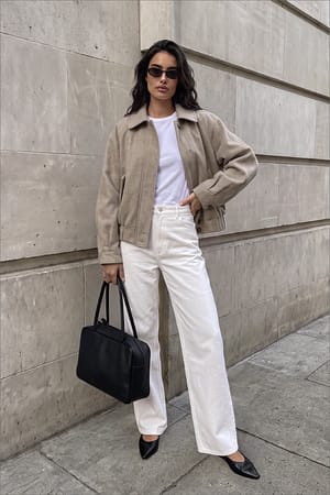Light Beige Raglanærmet uldblandet jakke