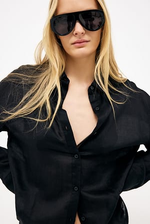 Black Chemise en ramie