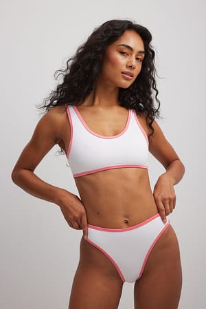 White Hochbeiniges Bikini-Höschen