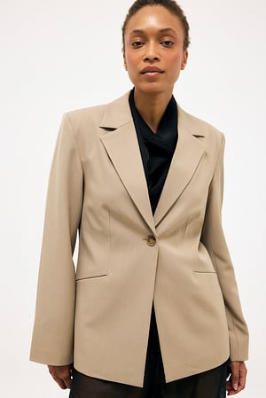 Taupe Blazer de línea larga regular