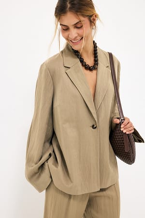 Taupe Relaxed Lyocell Blend Blazer
