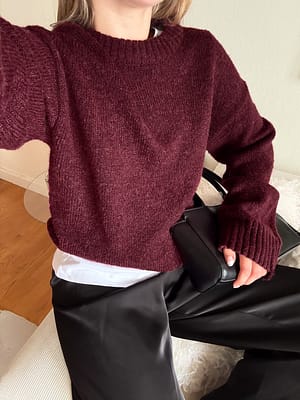 Wine Red Strickpullover aus Wollmischung mit Rundhalsausschnitt