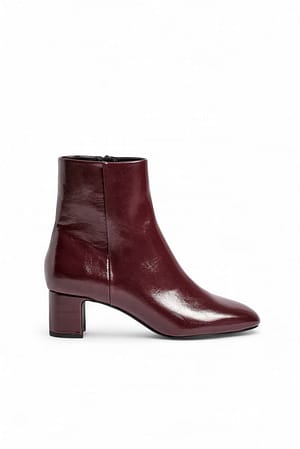 Burgundy Round Toe Ankle Boots