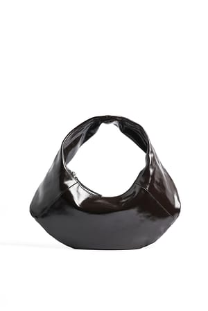 Leather Brown Rounded Glossy Leather Bag