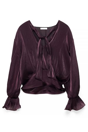 Plum Rynket midje volangbluse